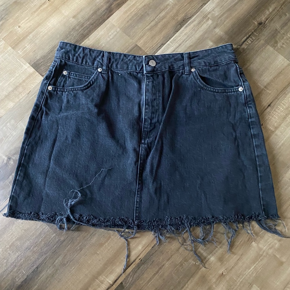 Black TopShop Ripped Jean skirt